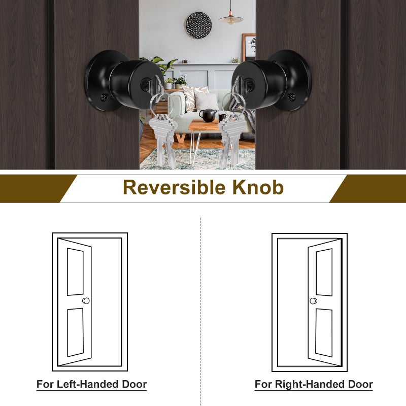 Hosom Door Knob With Lock And Key  Matte Black Door Knobs Exterior Door Knob For Bedroom And Bathroom  Keyed Entry Door Knob Interior  Stainless Steel Door Handle 1 Pack - Image 5