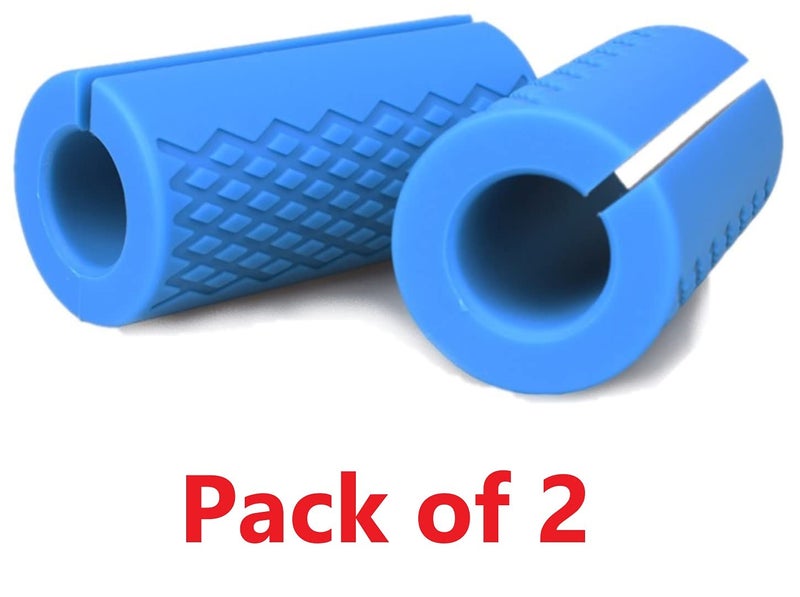 Shopoflux® Gym Dumbbell and Barbell Grips | Fat Bar Grip fit Standard Barbell, Dumbell Handles, Bicep, Pull Up Bar, Rope Grips for Weight Lifting Fitness Training (Pack of 2) (Blue) - Image 2