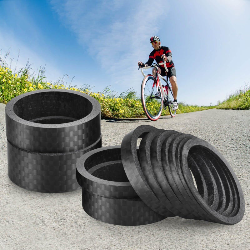 DSCMLIS 11PCS Bike Carbon Fiber Headset Spacers, Matte Finish, Fits 1-1/8 Inch Stem for MTB, Road Bicycle Handlebar Stems, (15/10/5/3/2/1mm) 6 Sizes - Image 5