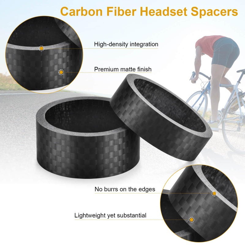 DSCMLIS 11PCS Bike Carbon Fiber Headset Spacers, Matte Finish, Fits 1-1/8 Inch Stem for MTB, Road Bicycle Handlebar Stems, (15/10/5/3/2/1mm) 6 Sizes - Image 4