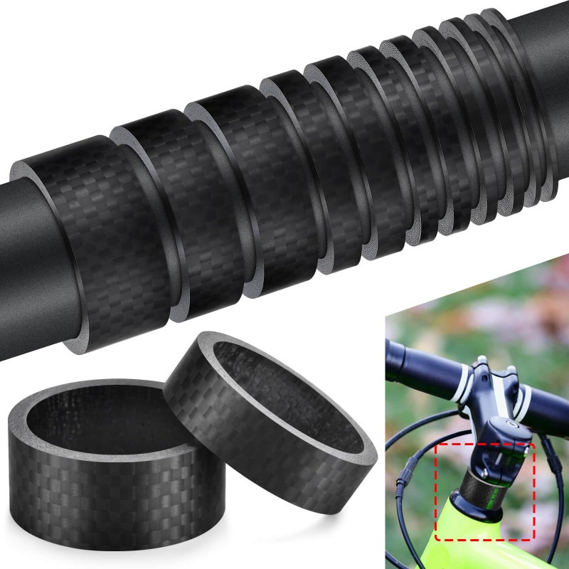 DSCMLIS 11PCS Bike Carbon Fiber Headset Spacers, Matte Finish, Fits 1-1/8 Inch Stem for MTB, Road Bicycle Handlebar Stems, (15/10/5/3/2/1mm) 6 Sizes - Image 3