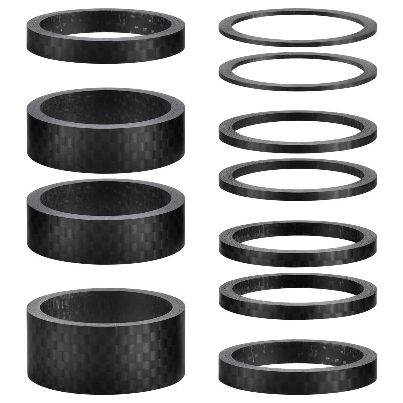 DSCMLIS 11PCS Bike Carbon Fiber Headset Spacers, Matte Finish, Fits 1-1/8 Inch Stem for MTB, Road Bicycle Handlebar Stems, (15/10/5/3/2/1mm) 6 Sizes - Image 1