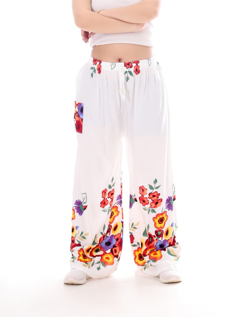 بيبو بنطلون حريمي مطبوع برباط - Image 1