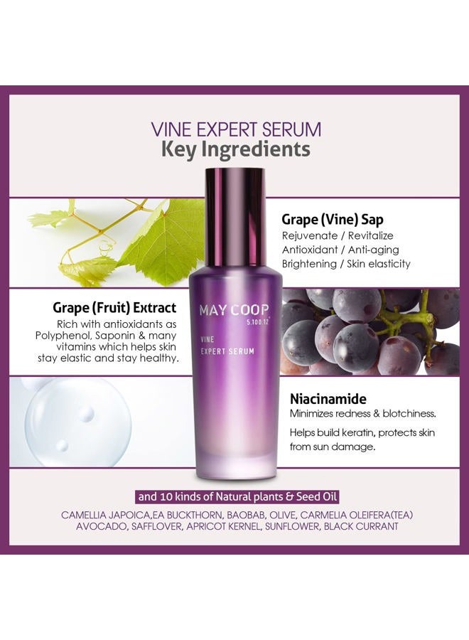 May Coop Antioxidant Face Serum Vine Expert - Anti Aging Natural Skin Care to Nourishing Dry Skin Brightening Serum Grapeseed Extract Oil and 10 kinds of natural plants for boost skin hydration 180ml - Image 4