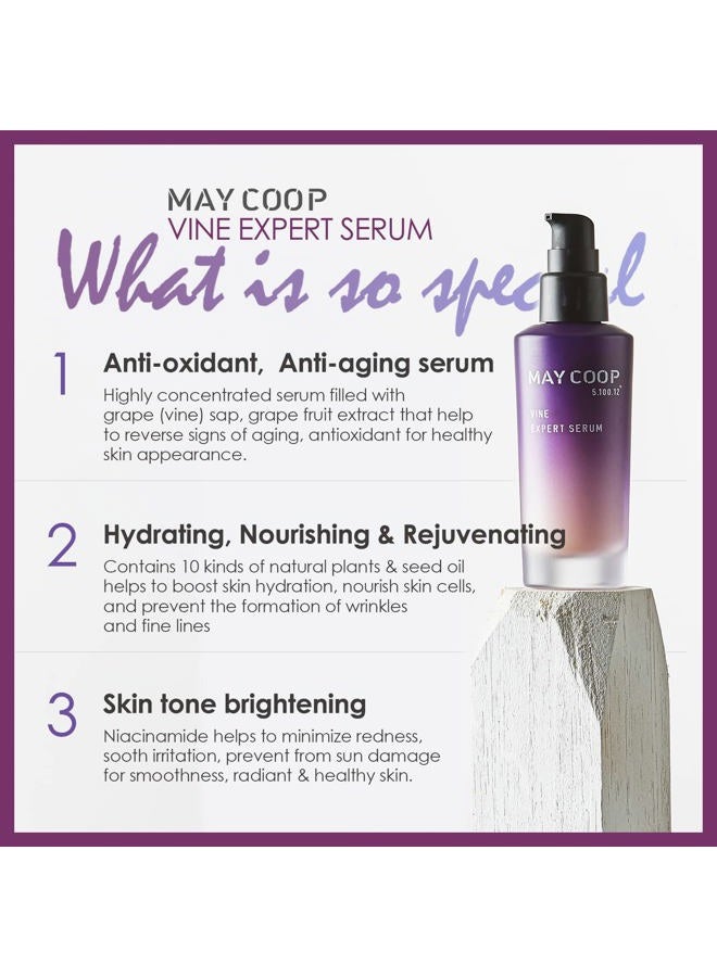 May Coop Antioxidant Face Serum Vine Expert - Anti Aging Natural Skin Care to Nourishing Dry Skin Brightening Serum Grapeseed Extract Oil and 10 kinds of natural plants for boost skin hydration 180ml - Image 5