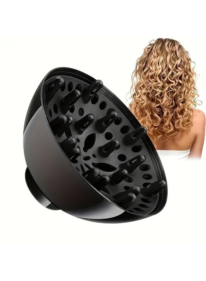 1 Piece Professional Thin Hair Dryer Concentrator Nozzle And Diffuser Combo Ideal For Curling Natural Hairstyles Daily Styling Tool For Effortless Waves And Curls Black - Image 1