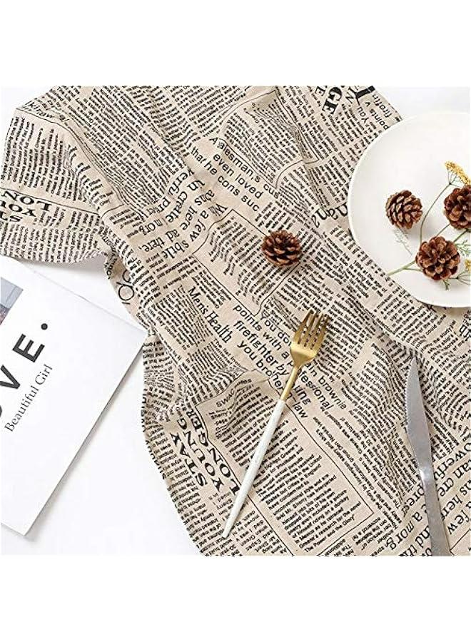 English Newspaper Background Pattern Fabric Easy Cotton Linen Active Print Dye 28 x 19.7 inch Tablecloth Living Room Kitchen Dining Room - Image 4
