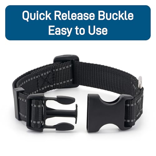 Bozenu Dog Collar for Small Medium Dogs with Buckle, Breathable Adjustable Nylon Reflective Dog Collars, Black/Medium - Image 5