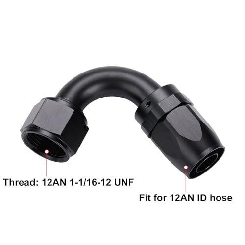 Podavelle 12AN 120 Degree Elbow Hose End Fitting Swivel Aluminum Black - Image 3