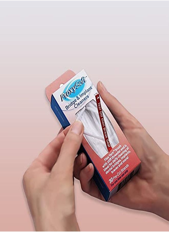 Proxysoft - Dental Floss For Bridges And Implants 5 Packs - Floss Threaders For Bridges, Dental Implants, Braces With Extra-Thick Proxy Brush For Optimal Oral Hygiene -Teeth Bridge And Implant Cleaners - Image 1