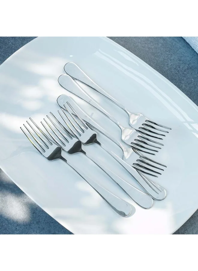 دانوب هوم Rosemarry 6-Piece Dinner Fork Silver Modern Silver Big Fork for Home Kitchen Restaurant Fine Edge And Mirror Polished Dishwasher Safe 19 X 2.5CM