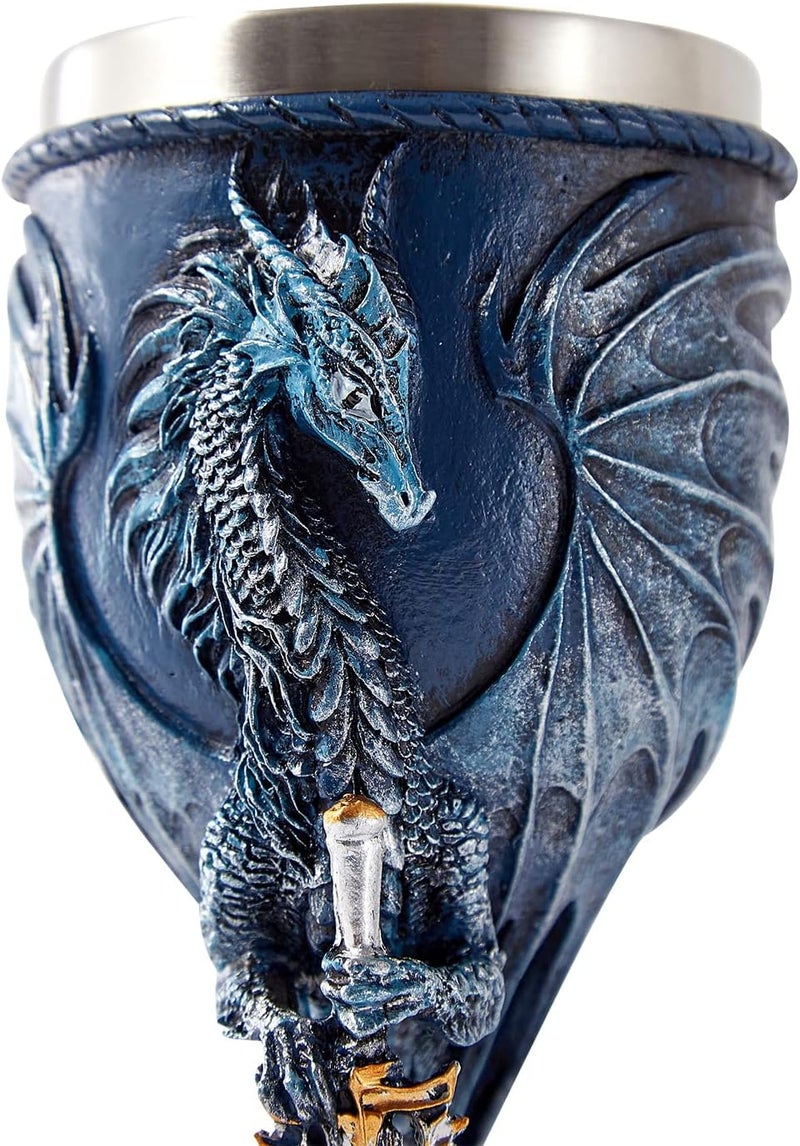 Ottalent Blue Dragon Goblet Stainless Steel Dungeons and Dragons Gift Chalice Wine Goblet 7 oz. (Blue Sword Dragon) - Image 4