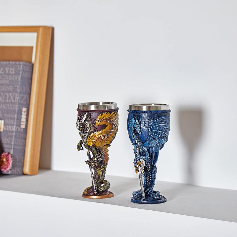 Ottalent Blue Dragon Goblet Stainless Steel Dungeons and Dragons Gift Chalice Wine Goblet 7 oz. (Blue Sword Dragon) - Image 3