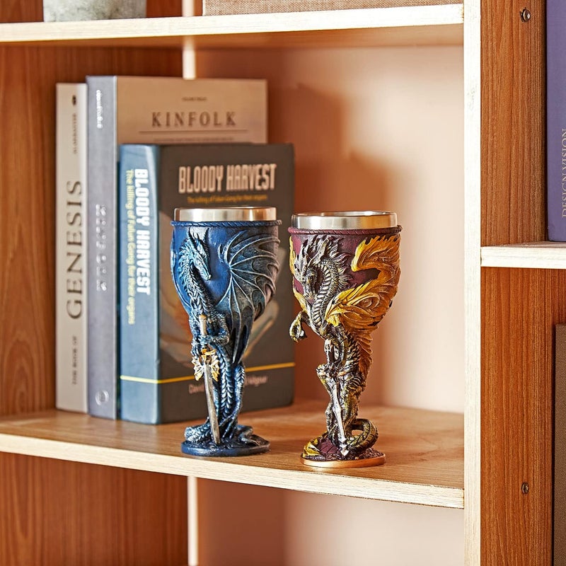 Ottalent Blue Dragon Goblet Stainless Steel Dungeons and Dragons Gift Chalice Wine Goblet 7 oz. (Blue Sword Dragon) - Image 2