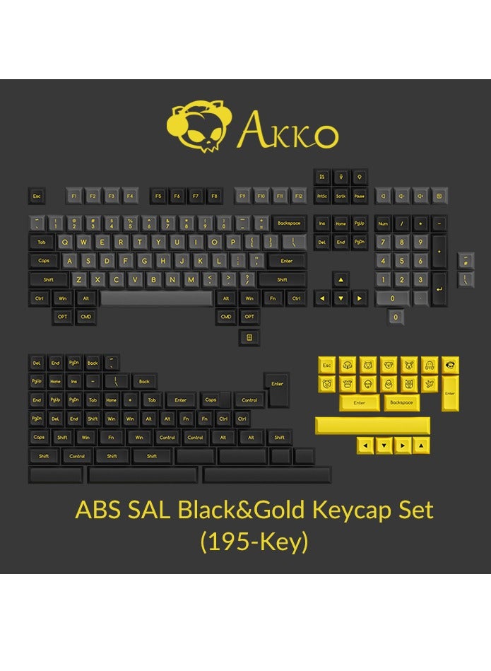 AKKO Black & Gold ABS SAL Keycaps Set 195 Keys) - Image 1