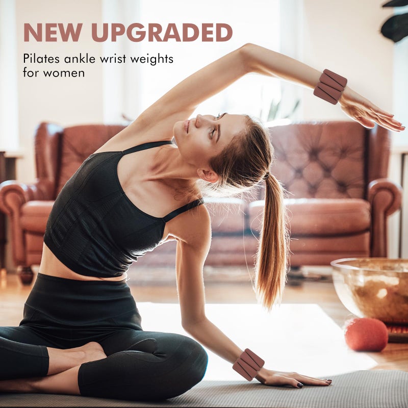 WUSOPU Wrist Weights, Ankle Weights for Women Men, Adjustable Wrist Weighted Bracelet for Home Gym Workout, Running, Yoga, Exercise, Strength Training, Set of 2 (1LB Each)-Dark Brown - Image 4