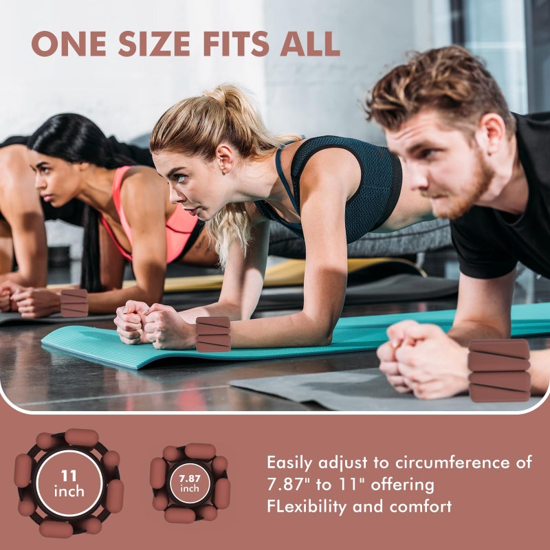 WUSOPU Wrist Weights, Ankle Weights for Women Men, Adjustable Wrist Weighted Bracelet for Home Gym Workout, Running, Yoga, Exercise, Strength Training, Set of 2 (1LB Each)-Dark Brown - Image 5