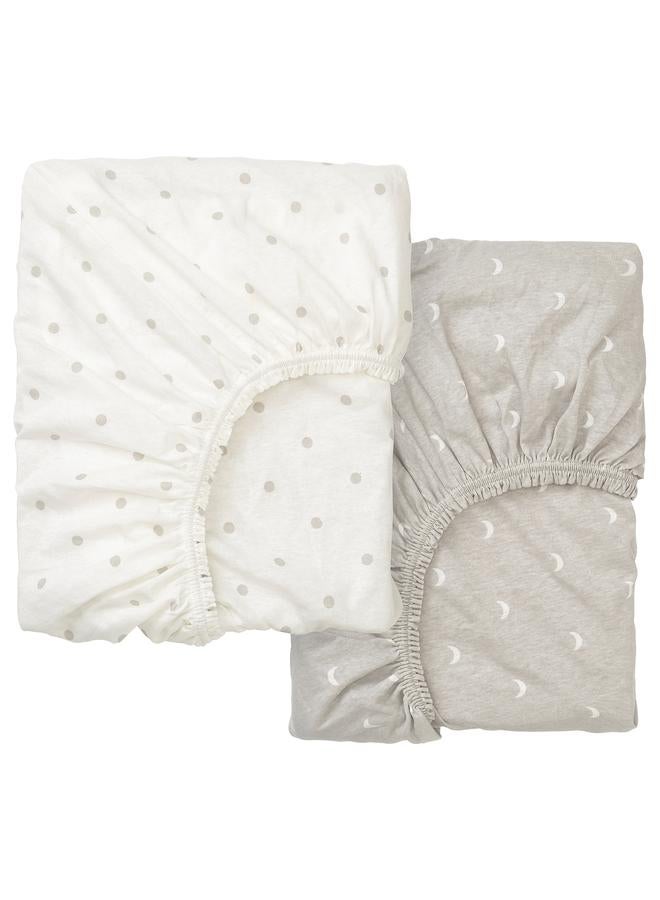 إيروريكس ملاءة سرير أطفال، منقط/قمر، 60×120 سم - Image 1