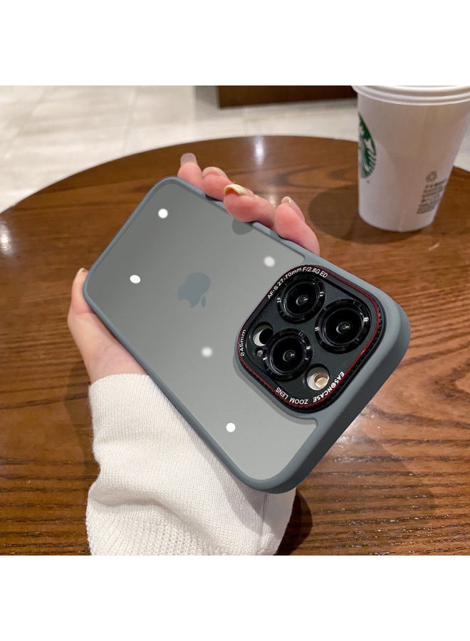 Metal Lens Ring For Iphone16Pro Phone Case Skin Feeling For Iphone 14/13 Lycra Frosted Protective Cover 2-Color:Titanium Gray-Applicable Model:For Iphone 16  - Image 1