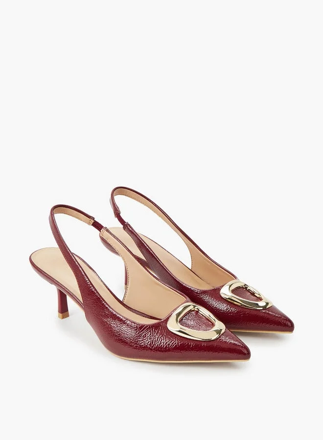 Celeste BURGUNDY Women Kitten Heel Slingback Shoes for Women | Best Price UAE
