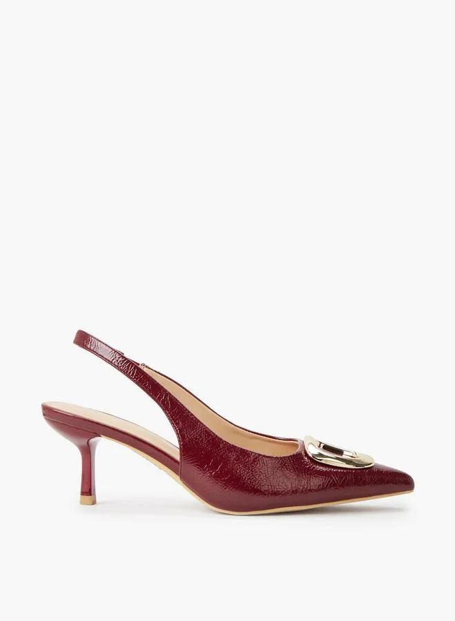 Celeste BURGUNDY Women Kitten Heel Slingback Shoes for Women | Best Price UAE