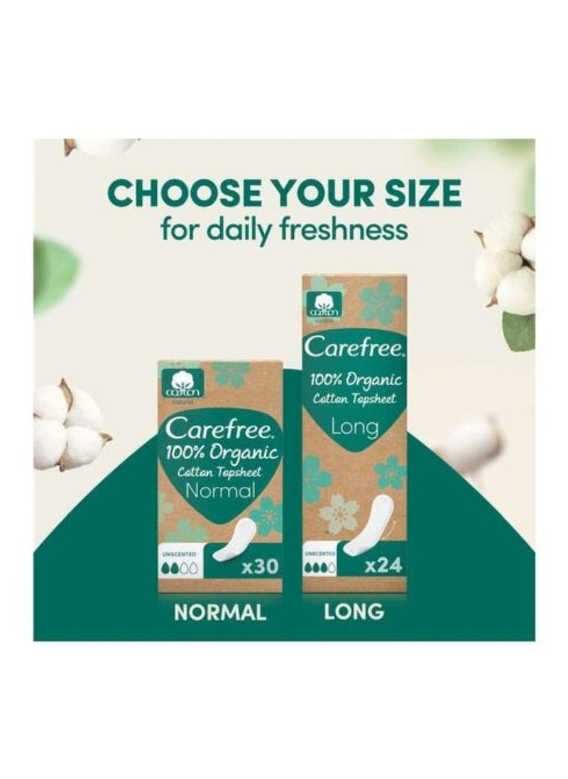Carefree Organic Cotton Long Unscented 24 Liners White  - Image 2
