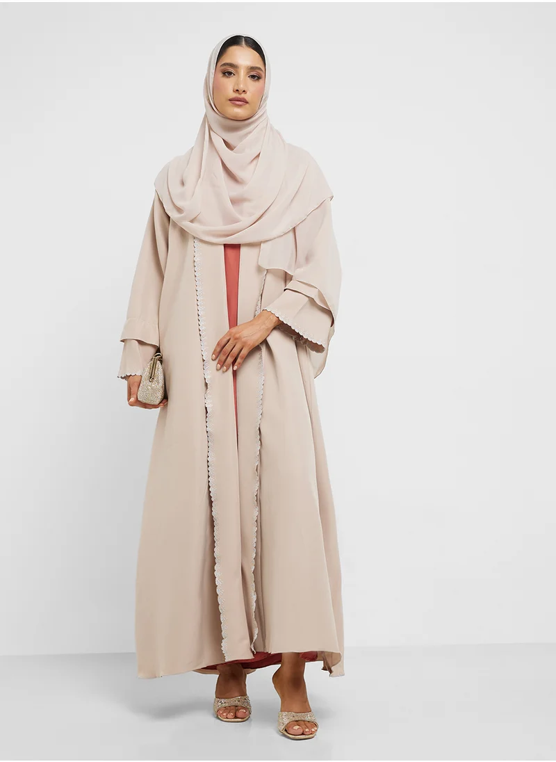 hayas closet V-Neck Flared Sleeve Abaya