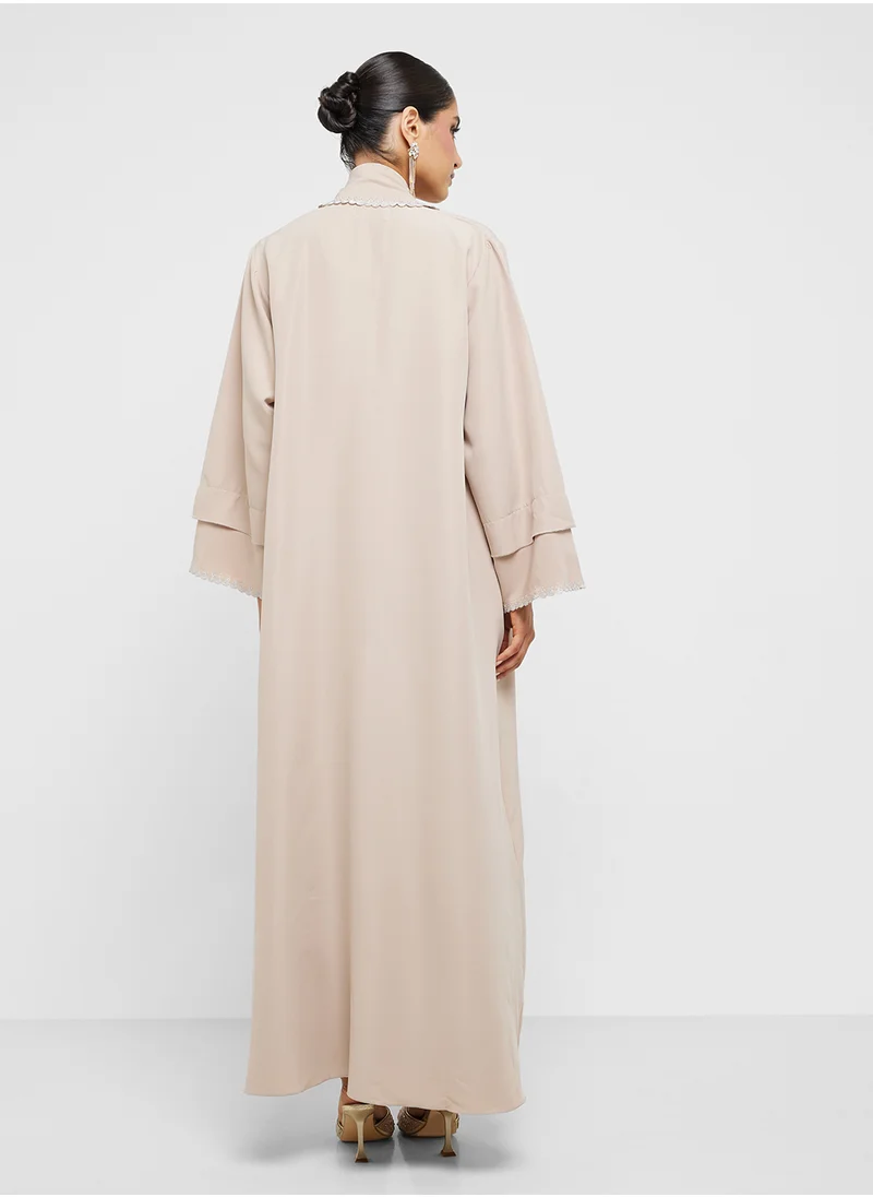 hayas closet V-Neck Flared Sleeve Abaya