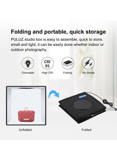 PULUZ 9.8 inch Foldable Portable Photography Shooting Box,Photo Lighting Studio with 3 Modes Dual Color Temperature Ring Light and 12 Color Backdrops  - Image 5