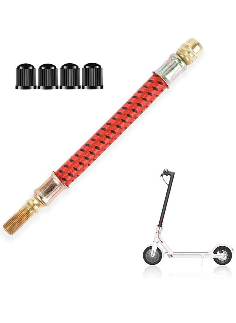 Apustim Air Pump Extension Hose With 4 Valve Caps To Lengthen The Inflation Tube，This Air Valve Hose Is Suitable For m365 Electric Scooters，As Well As For Extending The Tire Valves Of Bicycles And Motorcycles - Image 1
