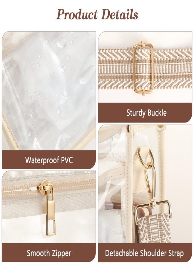 موكو حقيبة موكو الشفافة للمناسبات الرياضية، حقائب يد شفافة للنساء، حقائب كروسبودي شفافة مقاومة للماء مع حزام كتف قابل للتعديل للحفلات الموسيقية، والمهرجانات الموسيقية، والسفر، والتسوق، والمنتزهات المائية، والشواطئ - Image 4