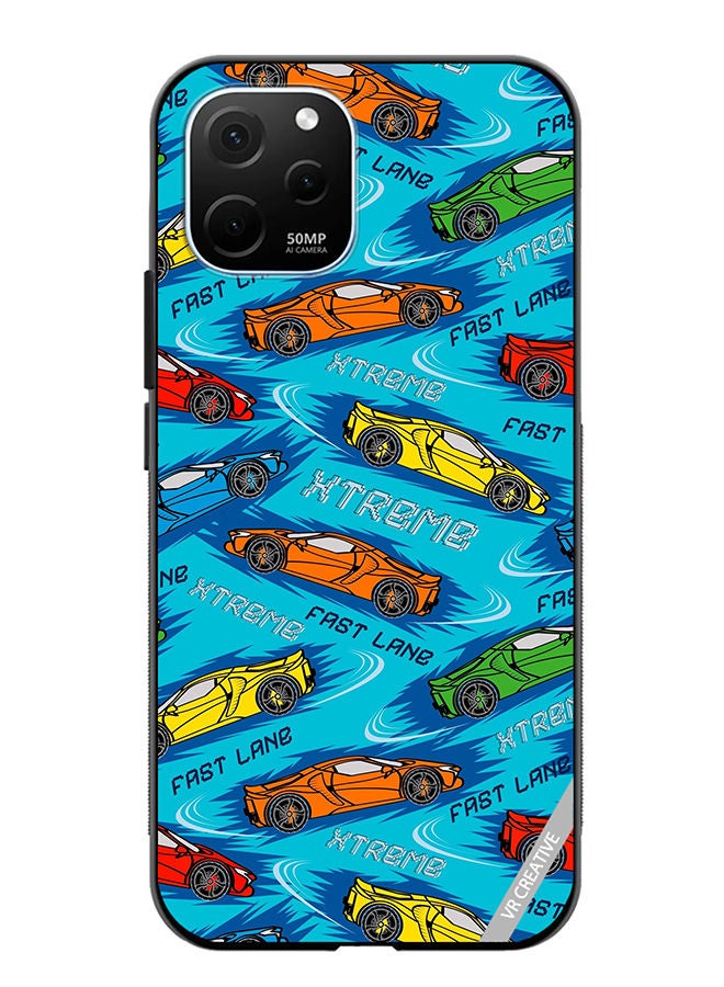 VR CREATIVE Protective Case Cover For Huawei Enjoy 50z Abstract Seamless Pattern With Sport Cars Design Multicolour - Image 1