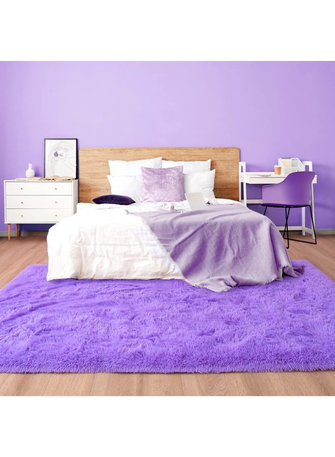 Noahas Fluffy Bedroom Rug Plush Fuzzy Rugs for Kids Room Living Room, Soft Shaggy Nursery Rug Furry Floor Carpet Modern Indoor Bedroom Decor Cute Boys Girls Room Rug, 3x5 Feet, Purple - Image 3