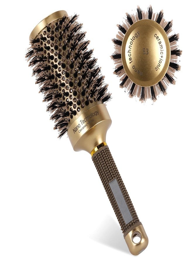 BTYMS Large Boar Bristle Round Brush for Blow Drying, Nano Thermal Ceramic and Ionic Tech Hair Brush for Curling and Straightening - Image 1
