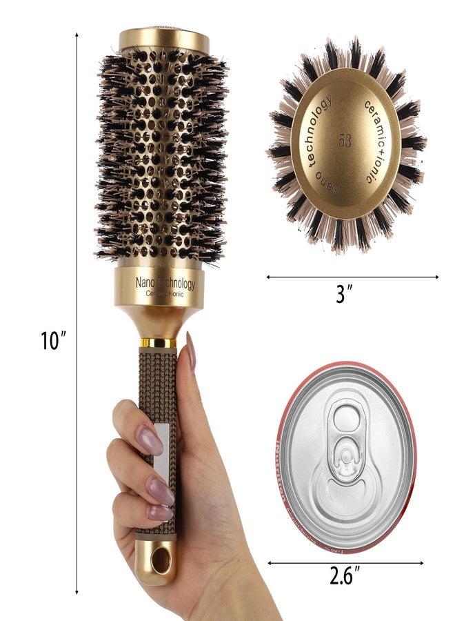 BTYMS Large Boar Bristle Round Brush for Blow Drying, Nano Thermal Ceramic and Ionic Tech Hair Brush for Curling and Straightening - Image 2