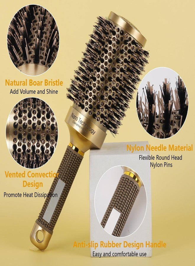 BTYMS Large Boar Bristle Round Brush for Blow Drying, Nano Thermal Ceramic and Ionic Tech Hair Brush for Curling and Straightening - Image 3