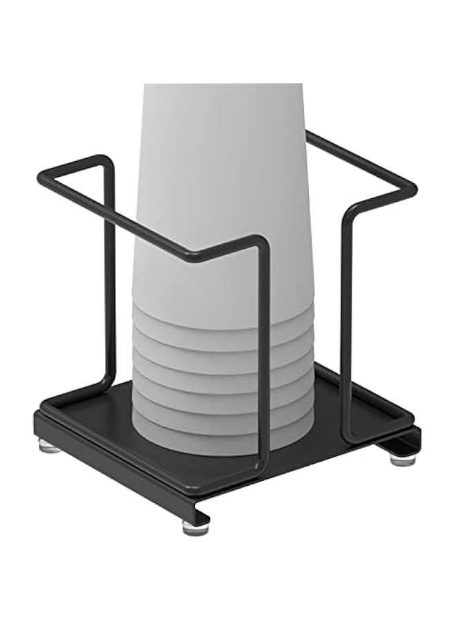 Arabest Metal Bathroom Cup Dispenser, Disposable Paper Bathroom Cup Holder, Countertop Cup Storage Organizer for Home Office (Black) - Image 1