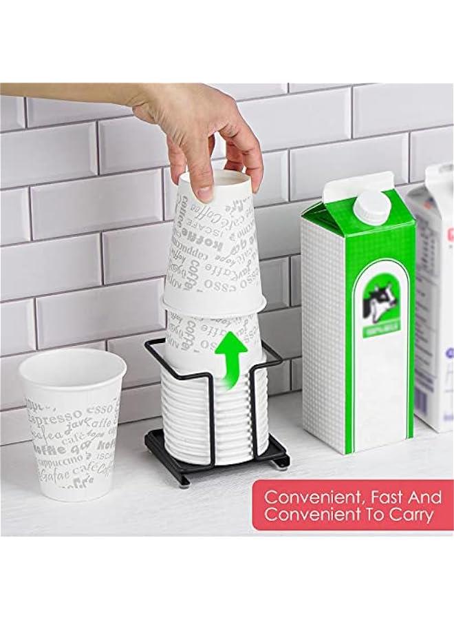 Arabest Metal Bathroom Cup Dispenser, Disposable Paper Bathroom Cup Holder, Countertop Cup Storage Organizer for Home Office (Black) - Image 2