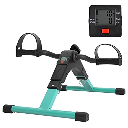 Folding Pedal Exerciser Mini Exercise Bike Portable Foot Peddler Desk Bike Arm and Leg Peddler Machine with LCD MonitorGreen