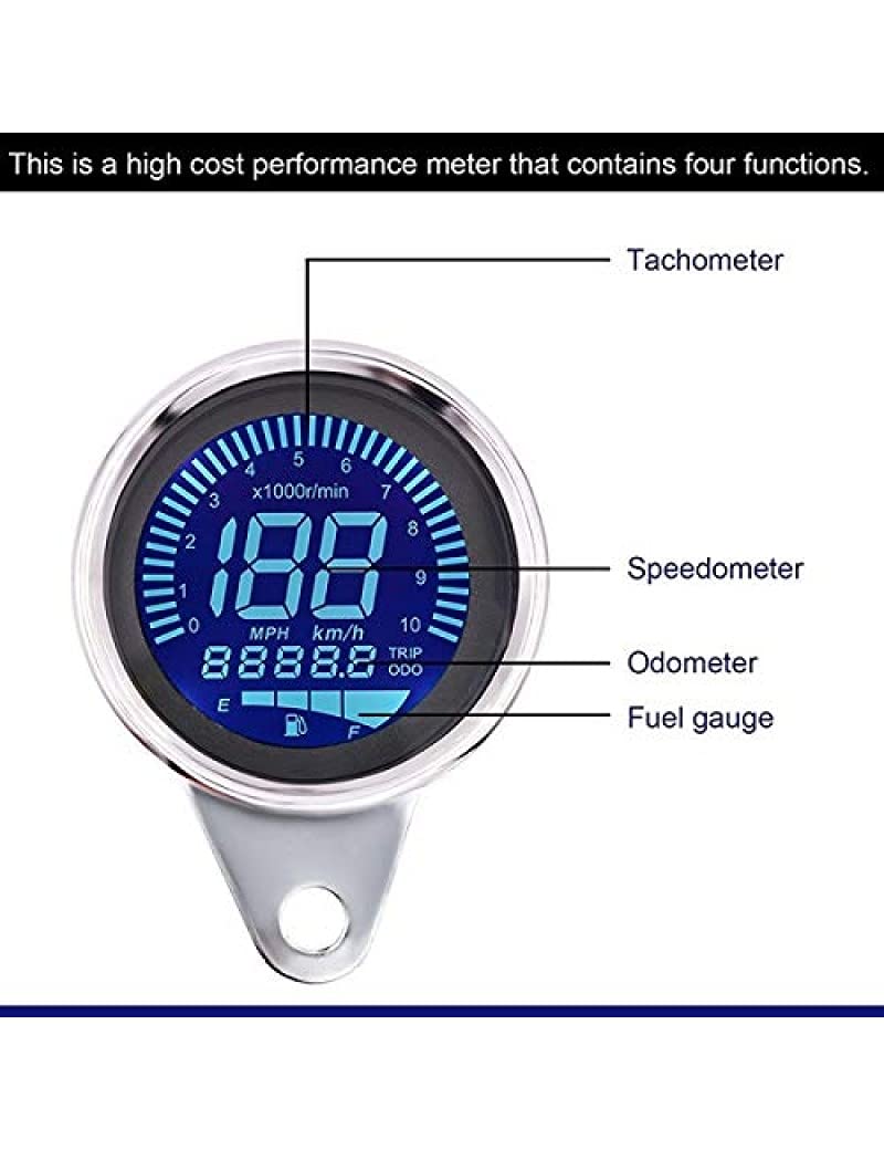 SPEDY Motorcycle LCD Screen Speedometer Odometer TECHOMETER FULE Gauge Digital Speedometer Chrome (Universal for Bike Universal for Bike) Shuvmix86 - Image 3