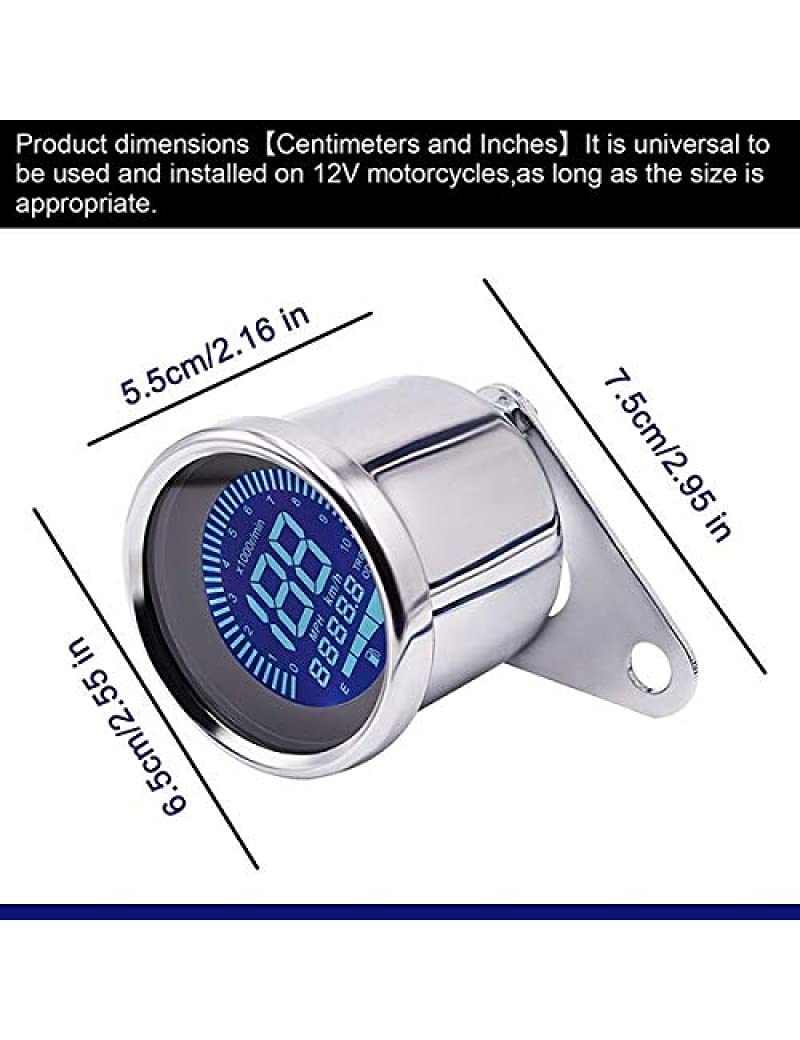 SPEDY Motorcycle LCD Screen Speedometer Odometer TECHOMETER FULE Gauge Digital Speedometer Chrome (Universal for Bike Universal for Bike) Shuvmix86 - Image 4