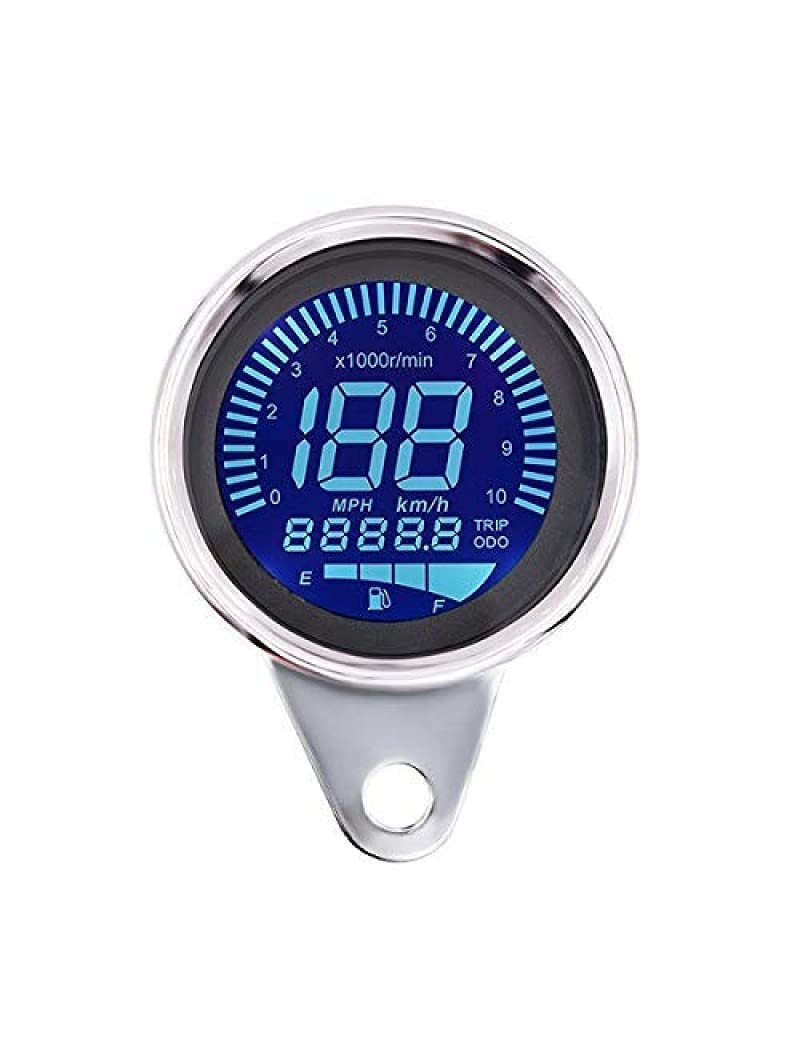 SPEDY Motorcycle LCD Screen Speedometer Odometer TECHOMETER FULE Gauge Digital Speedometer Chrome (Universal for Bike Universal for Bike) Shuvmix86 - Image 1