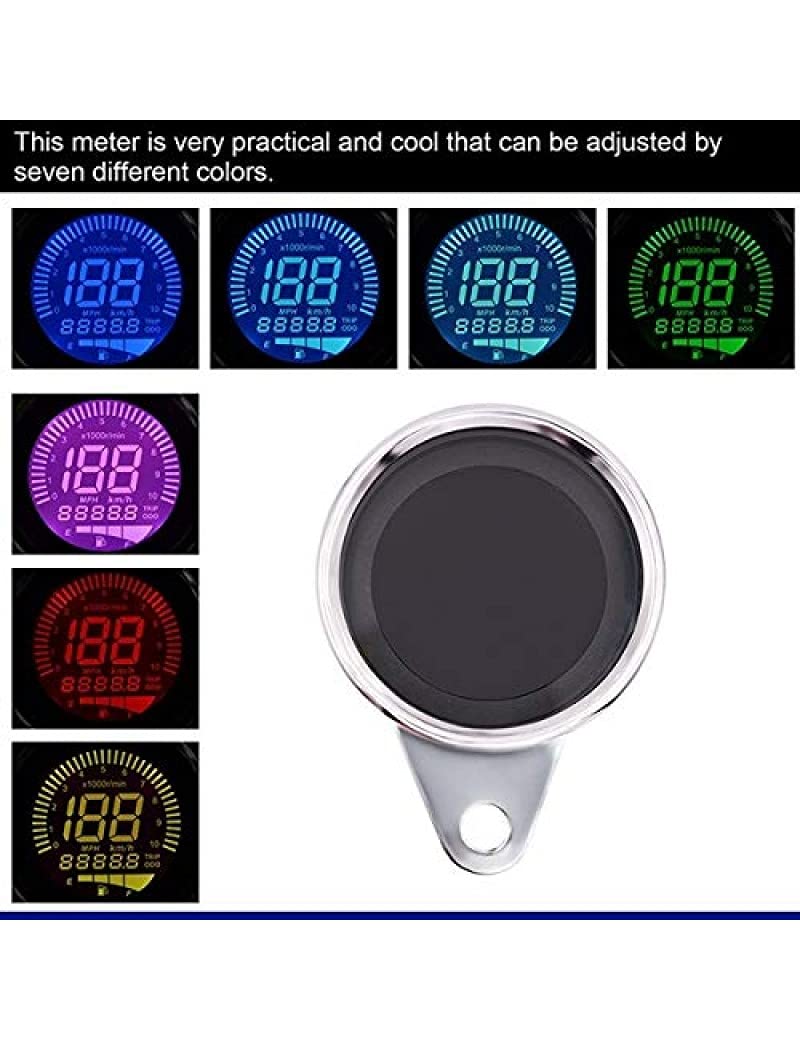 SPEDY Motorcycle LCD Screen Speedometer Odometer TECHOMETER FULE Gauge Digital Speedometer Chrome (Universal for Bike Universal for Bike) Shuvmix86 - Image 2