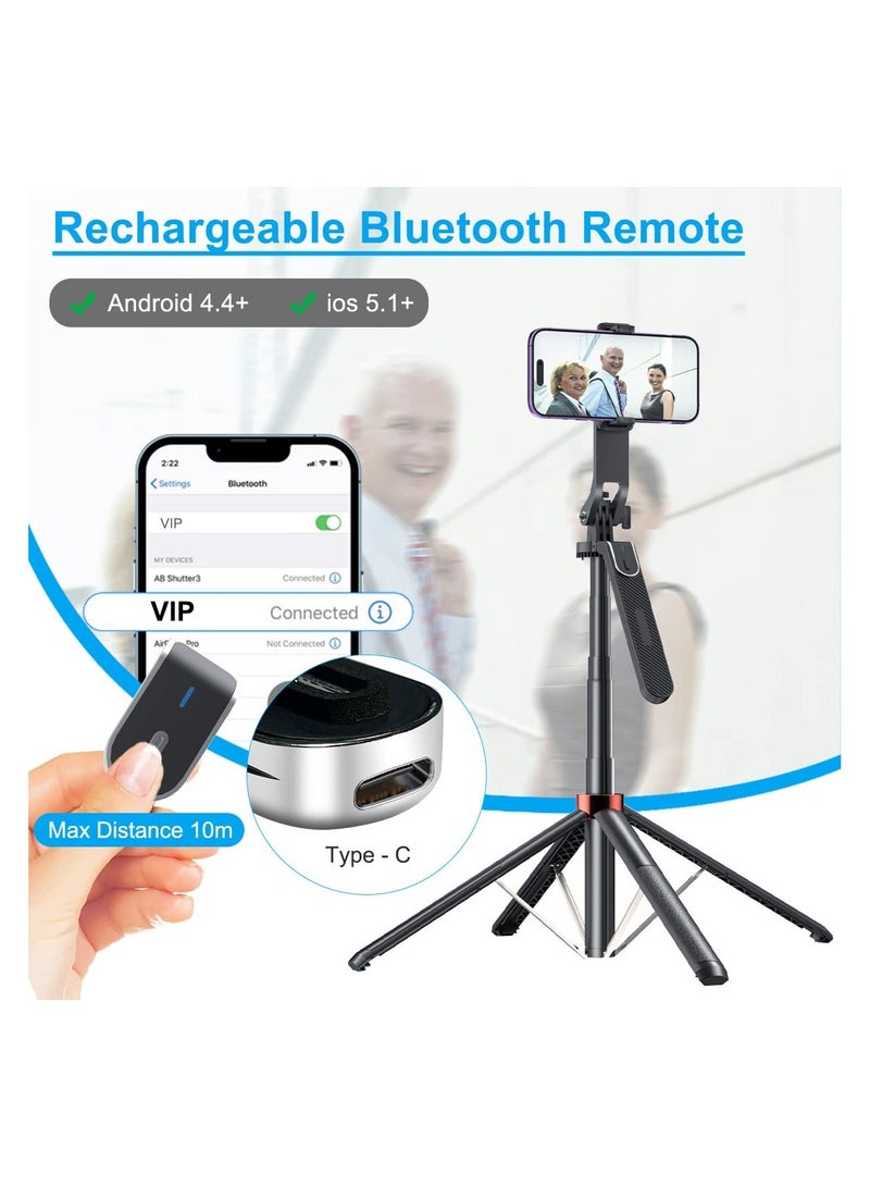 XICEN 71 inch Extra Long Selfie Stick Tripod Anti-shake Selfie Stick with Balance Handle,Quadripod Stand with Rechargeable Bluetooth Remote for Mobile Phone, Selfie Stick Tripod with 1/4 Screw - Image 4