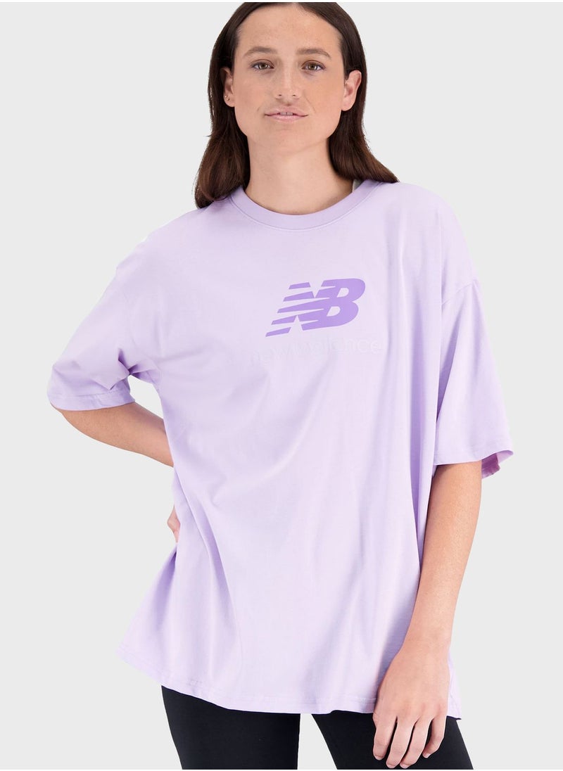 New Balance - Essential Stacked Oversized Logo T-Shirt - Image 1