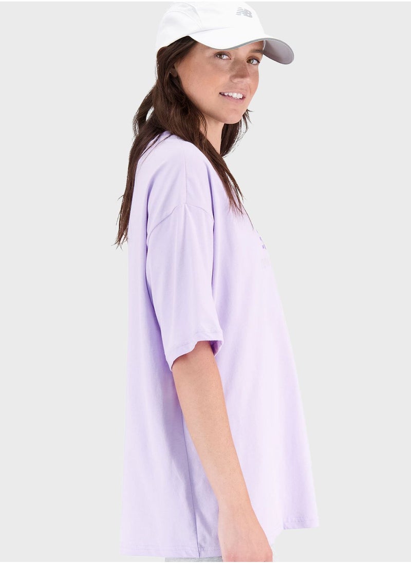 New Balance - Essential Stacked Oversized Logo T-Shirt - Image 1