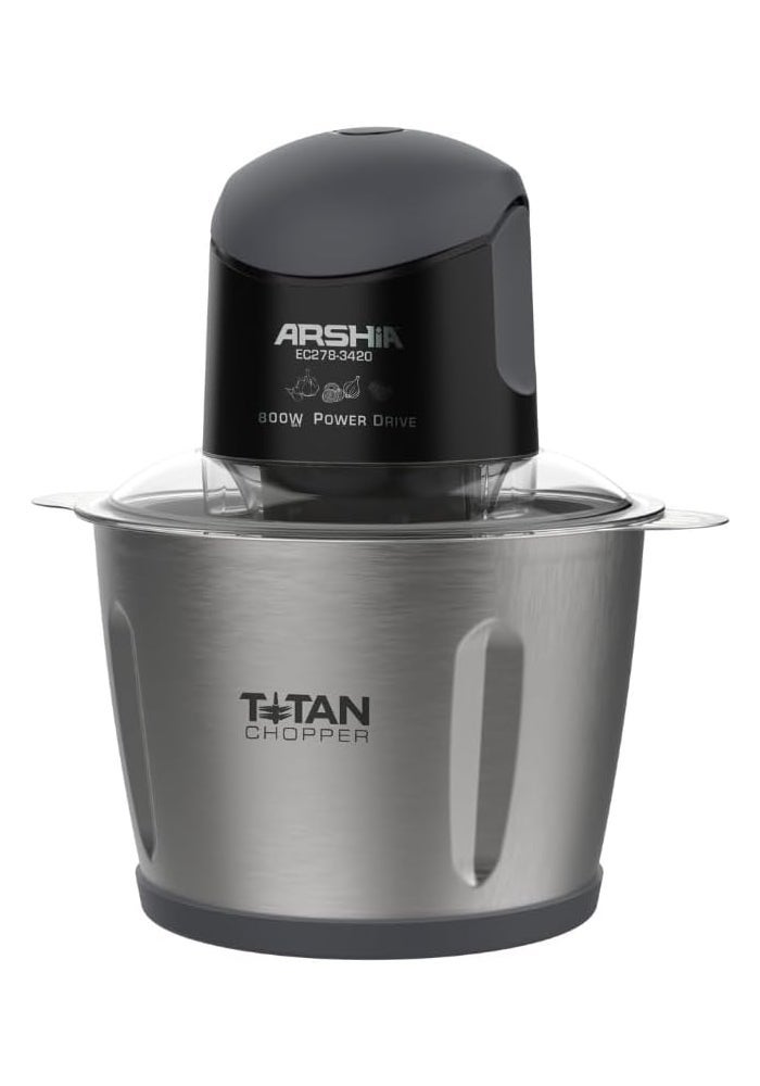 Arshia Electric Chopper 3L (Black) with Two Versatile Bowls - Image 2