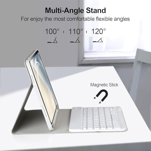 RTSY Keyboard Case for Samsung Galaxy Tab A11+ / A11 Plus 2025 (11 Inch) & A9+/ A9 Plus 2023 (11 inch) with Multi Viewing Angle, Wireless Detachable Folio KB Cover with S Pen Holder-Grey/White - Image 5