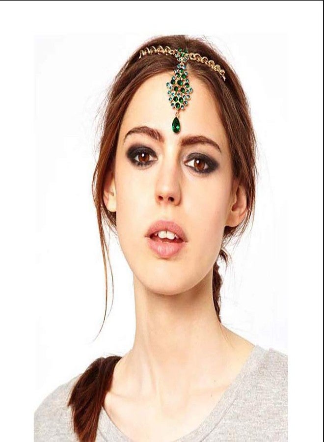 Chargances Fashion Women Halloween Forehead Jewelry Turquoise Teardrop Forehead Chain Hair Pin Forehead Headpiece for Weeding Festival Halloween Prom Delicate Chain Jewelry for Women and Girls - Image 2
