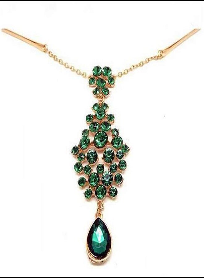 Chargances Fashion Women Halloween Forehead Jewelry Turquoise Teardrop Forehead Chain Hair Pin Forehead Headpiece for Weeding Festival Halloween Prom Delicate Chain Jewelry for Women and Girls - Image 3